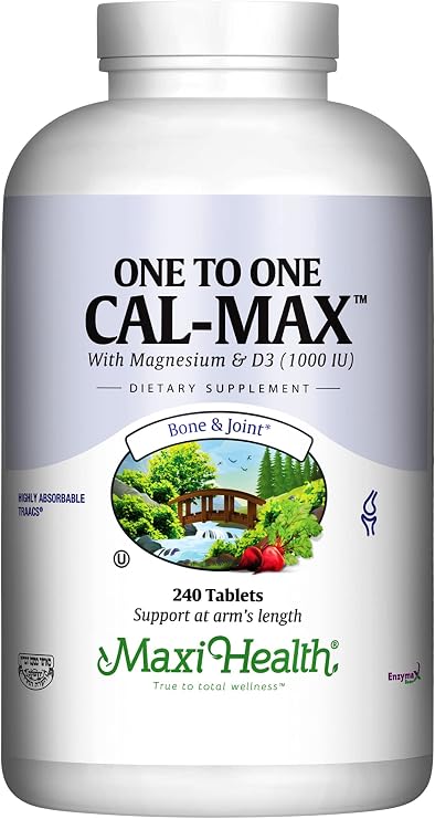 Maxi Health Calcium Supplement 500mg, D3 & Magnesium (240 Tablets)