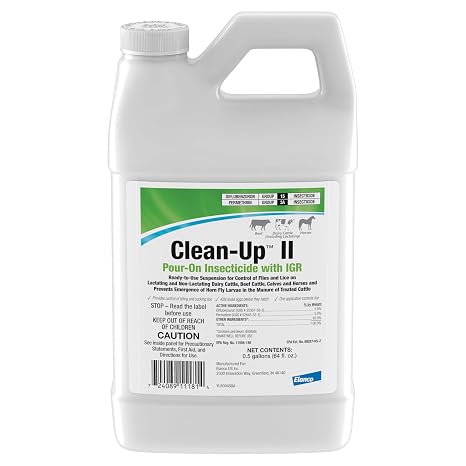 Clean-Up II Pour-On Insecticide with IGR | Controls Flies, Ticks & Lice | Pour-On Application | 0.5 Gal