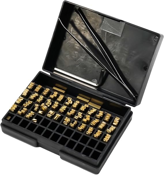 120 Pcs Hot Stamping Copper Letter Grains Set 2315 mm Thermal Ribbon Printing Fonts for DY-8 HP-241 Date Coding Machine Manual or Semi-Automatic Labeling and Packaging Equipment