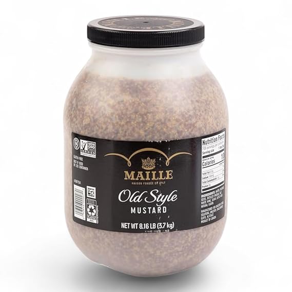 Maille Old Style Dijon Mustard, Whole Grain, 8.6 lb Jar, Robust Flavor, Award-Winning, Grainy Texture, Made in Canada