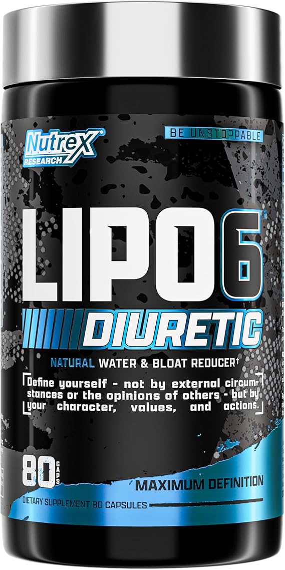 Nutrex Research Diuretic Water Pills Dietary Supplements Bloat Relief Formula Supports Fluid Balance Waist Slim Appearance Muscle Definition Aid Capsules, 80 Count