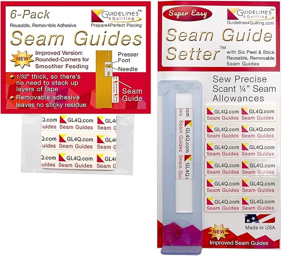 Guidelines4quilting Seam Guide Setter with 6 Seam Guides and Extra 6-Pack Seam Guides