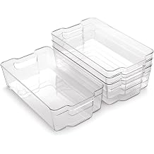 BINO | Stackable Storage Bins, X-Large - 4 Pack | THE STACKER COLLECTION | Clear Plastic Storage Bins | Organization Containers for Pantry & Fridge | Multi-Use Organizer Bin | BPA-Free