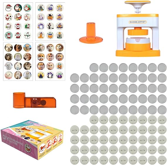 Button Maker Machine Badge Maker Press Machine for Decorations Creation Unique 48pcs Button Part