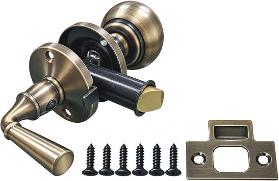QCAA Solid Brass Storm Door Latch, Brushed Antique Brass, Made in Taiwan, 1 Pack