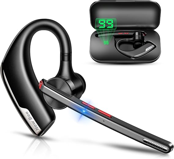 New Bee Bluetooth Headset V5.2 Bluetooth Earpiece for Driving, Black, 1Pcs