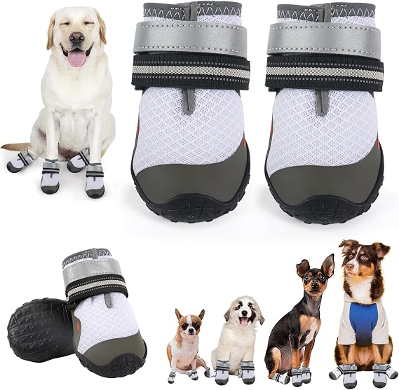 Dog Shoes for Large Small Medium Dogs, Dog Boots & Paw Protectors to Prevent Licking, Anti-Slip Dog Booties with Reflective for Hot Pavement, Outdoor Hiking, Hardwood Floors, Winter Snow (Size 2)