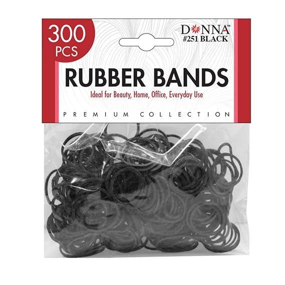 DONNA 300PCS Small Black Rubber Bands for Hair Strong Elastic Hair Ties for Braids, Twists, Locs, and Ponytails, Durable No-Snag Mini Hair Bands for Styling, Braiding & Everyday Use, Black