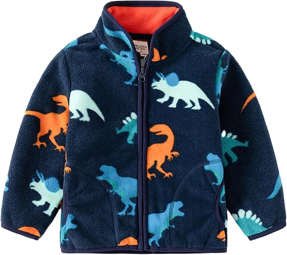 Toddlers Boys Fleece Jacket Full Zipper Outerwear Fleece Coat