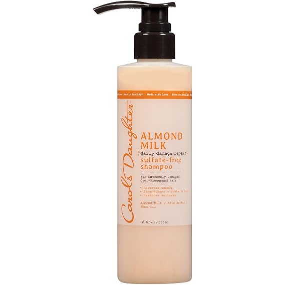 Carols Daughter Almond Milk Sulfate Free Shampoo with Almond Milk, Aloe Butter and Shea Oil for Extremely Damaged Hair, 12 fl oz