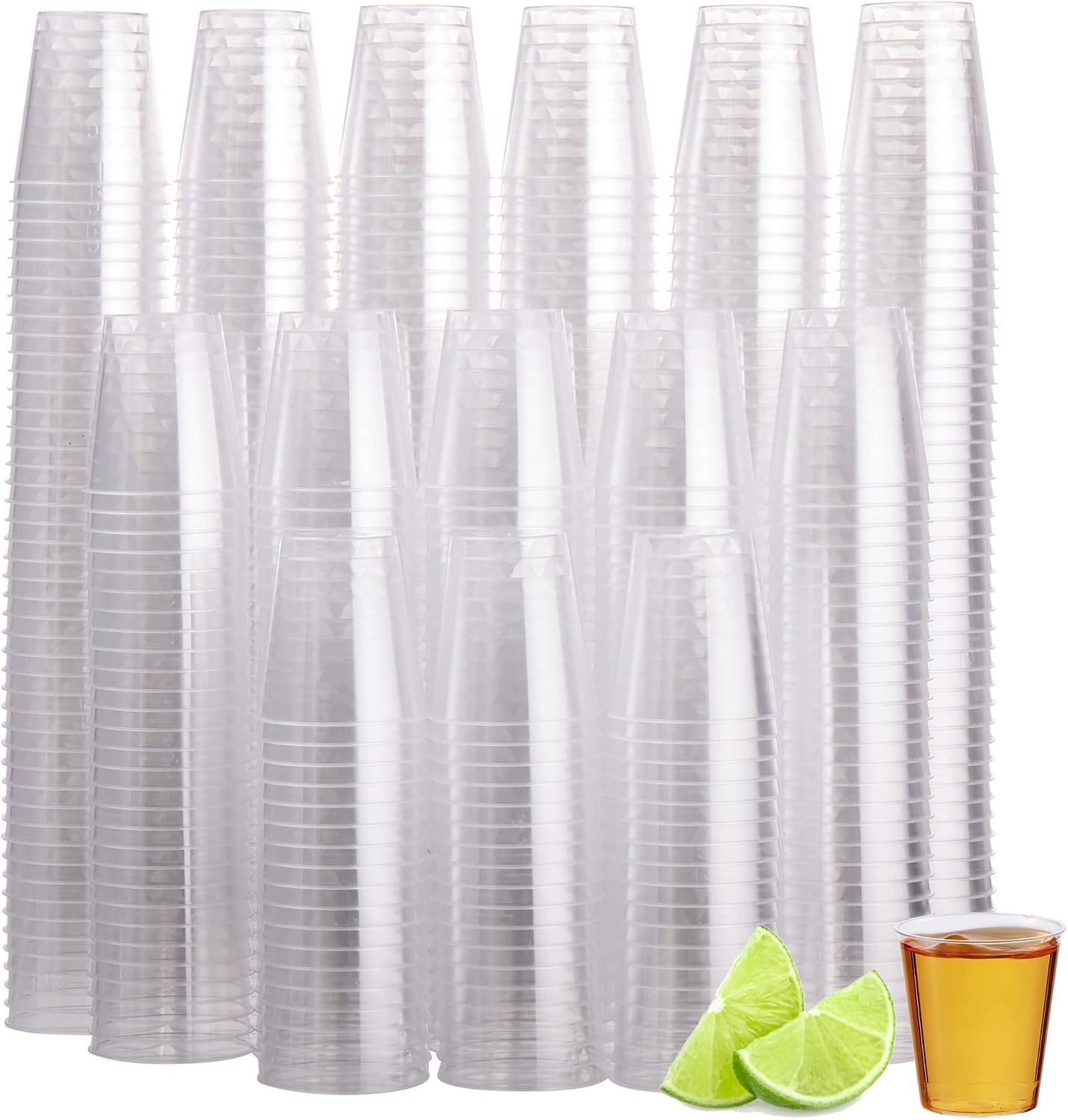 MATANA 500 Cyrstal Clear Hard Plastic Shot Glasses, 30ml - Sturdy & Reusable - Jello Shots, Sample Tasting Cups - Birthdays, Weddings, Bachelorette or Bachelor Parties, Christmas, BBQ