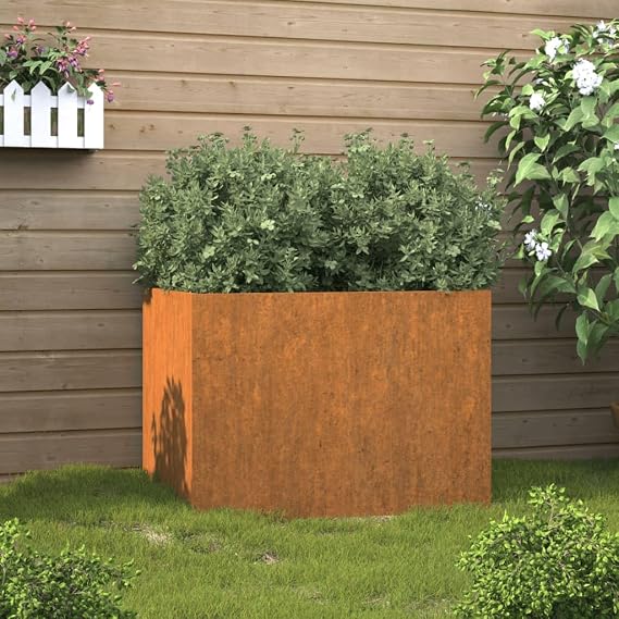 Planter Rusty Corten Steel Medium Decorative Inlays Planter Garden Care