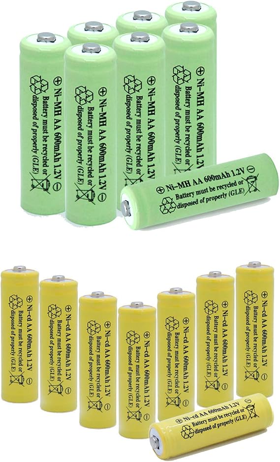 AA 1.2V 600mAh NiMh/NiCd Rechargable Solar Light Batteries for Outdoor Solar Lamps Garden Lights Remotes Mice
