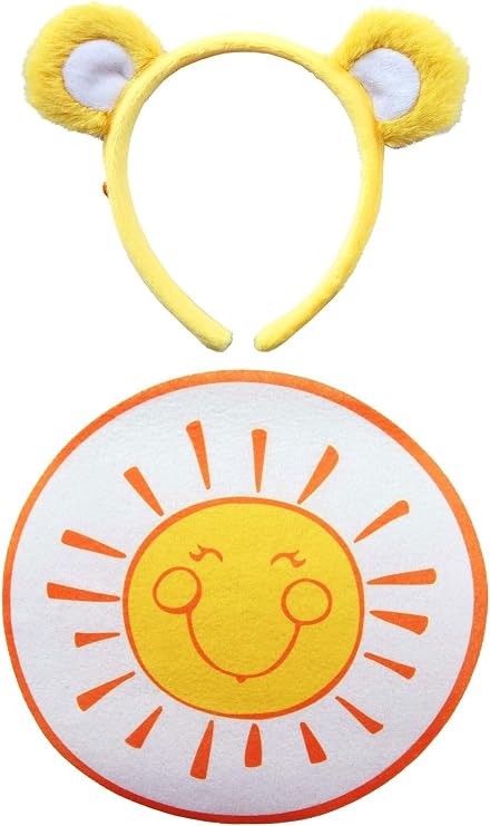 Care Bears Funshine Bear Ears & Patch Costume Kit for Adults with Headband & Iron-On Patch Accessory Set
