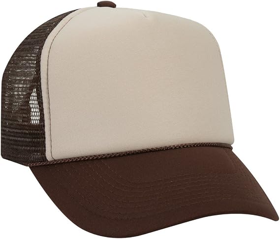 Product of Ottocap Cotton Twill Five Panel Pro Style Mesh Back Trucker Hat -BRN/Tan/BRN [Wholesale Price on Bulk]