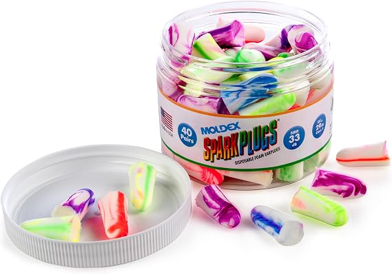 Moldex SparkPlugs Uncorded Disposable Foam Earplug Jar 6684, NRR 33dB