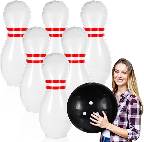 Giant Inflatable Bowling Set,One 15 Inches Ball with Six 23 Inches Pins