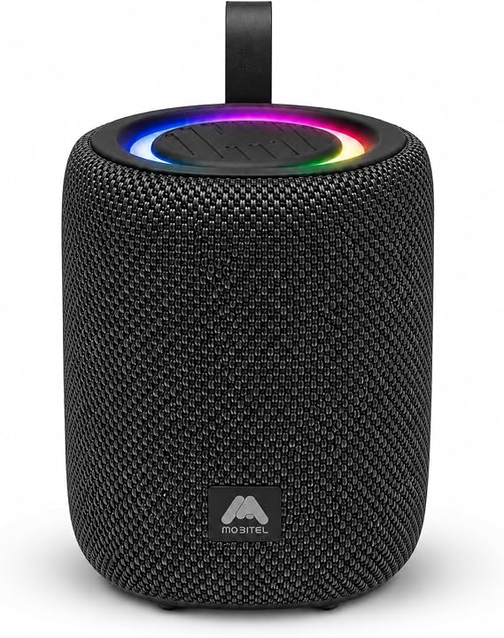 Mobitel Spark Mini Portable Bluetooth Speaker, Mini Wireless Bluetooth Speaker with Bluetooth 5.4, 8W Stereo Sound, TWS Pairing, RGB Lights, IPX4 Water Resistant, 15H Playtime, USB-C