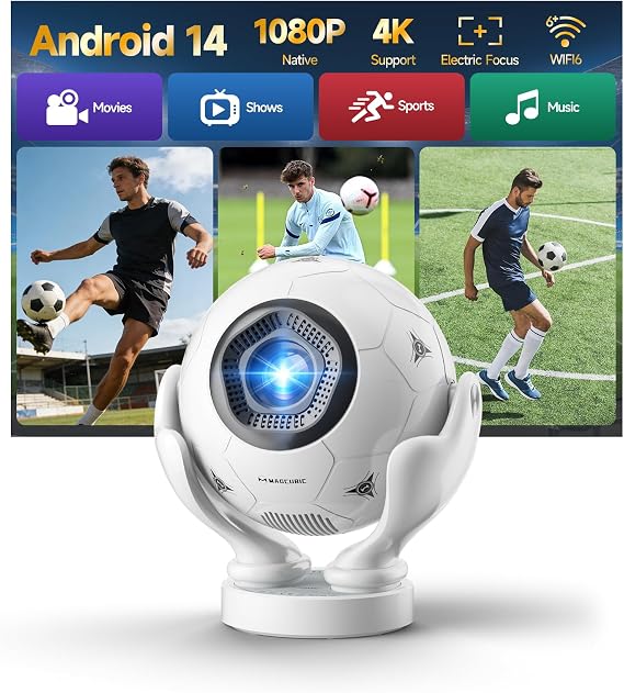 Smart Projector with Wifi and Bluetooth, Native 1080P 4K Support Projector