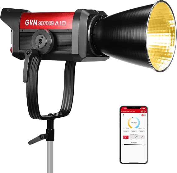 GVM SD700B 700W Led Video Light, Studio Light with Bowen Mount, 29100 lux/m Photography Lighting kit with Standard Cover, Continuous Output Studio Lighting for Films, Broadcasts, CRI 97+, 2700-6800K