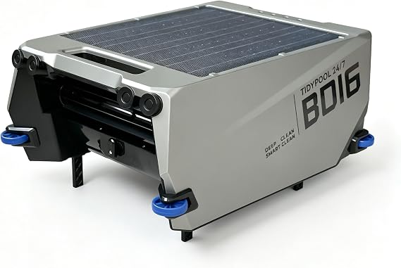 Robotic Pool Skimmer, Solar Powered Automatic Pool Cleaner, Silver