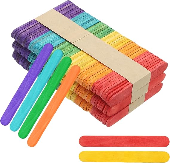 PATIKIL 150 Pack Craft Sticks, 2.6 Inch Wood Sticks for Crafts Ice Cream DIY Home Art Projects Creative Designs Education, Multicolor