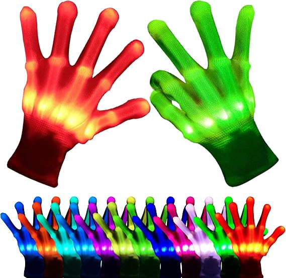LED Light Up Gloves 1 Pair for Kids Teens Adults, Holiday Gift