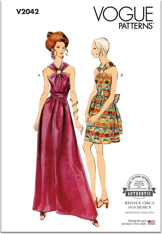 Vogue V2042Y5 Misses' A-line Dress Sewing Pattern Packet, Design Code V2042, Sizes 18-20-22-24-26