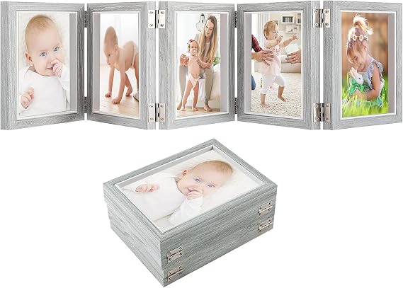 Biggun 4x6in 5 Folding Accordion Picture Frame, Gray Blue