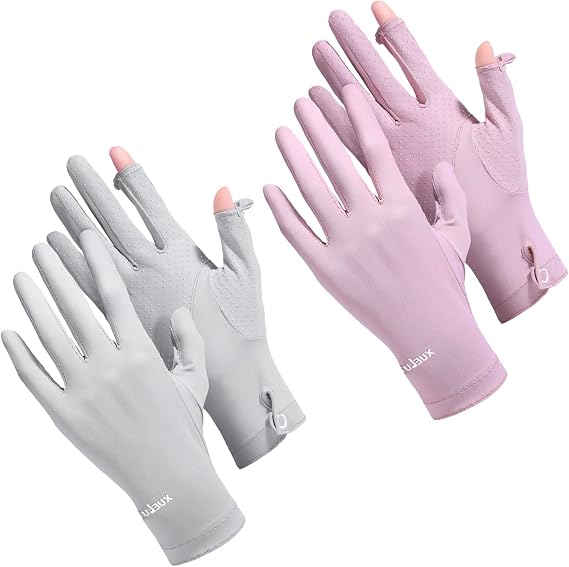Loopeer 2 Pairs Women Sun Protection Gloves