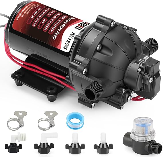 ANBULL 12V 5-Chamber Water Transfer Diaphragm Pump,7.0GPM 75PSI