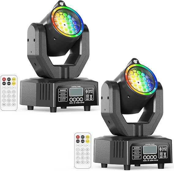 2 PCS Mini Moving Head Beam Bühnenlicht 30W Spot Discolicht RGB LED mit Fernbedienung Gobo DJ Lichteffekte DMX512 Stroboskop mit Blende für Partys Bars KTV Hochzeiten