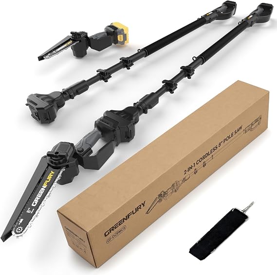 2-in-1 Cordless Pole Saw & Chainsaw for Dewalt 20V MAX Battery, Tool Only