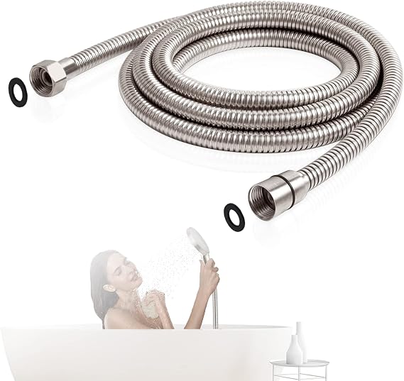 All Metal Shower Hose For Handheld Shower Heads, Brushed Nickel Extra Long 71 Inch Stainless Steel, Universal Replacement Part For Hand Held Showerhead Hoses