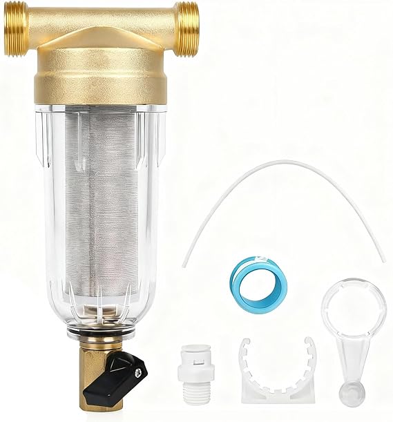 Rinsable Fine Filter, Pre-Filter, Faucet Water Filter Water, Pre-Filter Sediment Filter, Spin Down Sediment Water Filter, for Well Water Hose Sediment Filter (3/4")