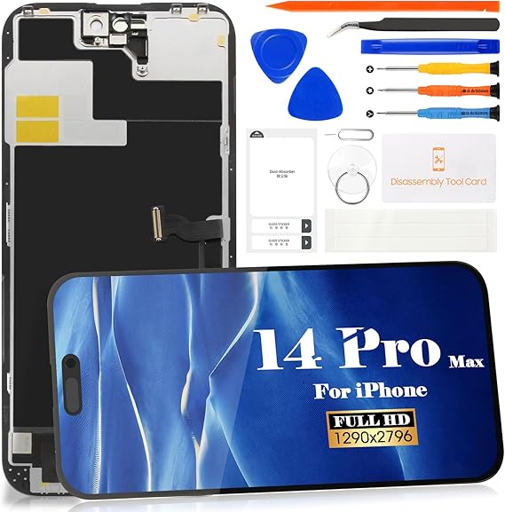 For iPhone 14 Pro Max Screen Replacement For iPhone 14 Pro Max LCD Replacement Screen 14 Pro Max Digitizer Display Touch Sensor Assembly Accessories Kits A2894, A2651, A2893, A2895 (Incell,Black)