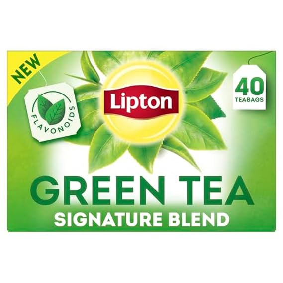 Lipton Signature Blend Green Tea Bags, Unsweetened Teabags for Hot Tea or Iced Tea with Caffeine and Flavonoids, 40 Total Tea Bags