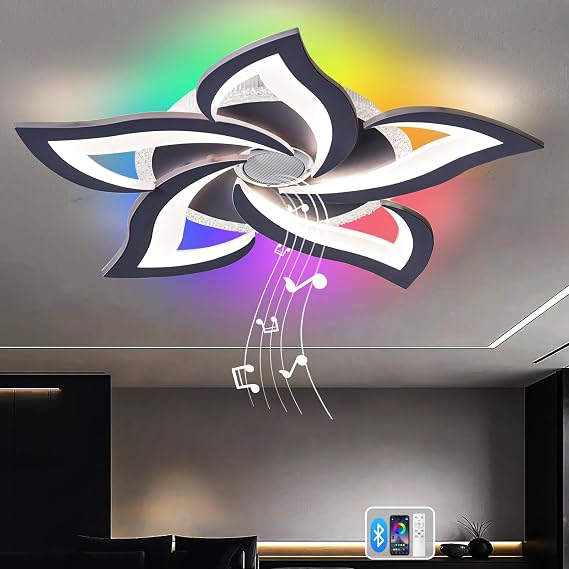 Ceiling Lights with Remote Control and App, RGB Color Changing Ceiling Lamp with Timer and Memory, Dimmable Living Room Light with Eye Protection,for Bedroom,Bar,Kitchen,Kids Room