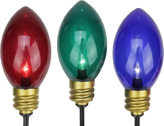 Sienna Set of 3 Lighted Multi-Color Mighty Light C7 Shape Christmas Pathway Markers