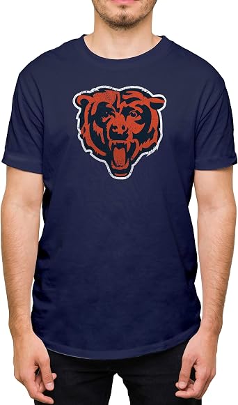 Hybrid Sports NFL - Chicago Bears - Distressed Team Logo - Men's and Women's Short Sleeve T-Shirt - Size Medium Chicago Bears - Navy