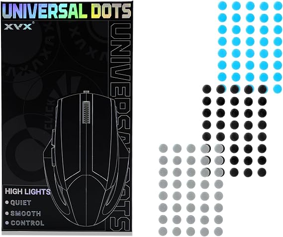 OHY XVX 120 PCS Mouse Skates, 6.5mm Dot Mouse Feet for Glass Mousepads & All Mousepads, 3 Sliding Modes (Black/Gray/White 40 Each), 0.9mm Thick, Compatible with 99% Gaming Mice