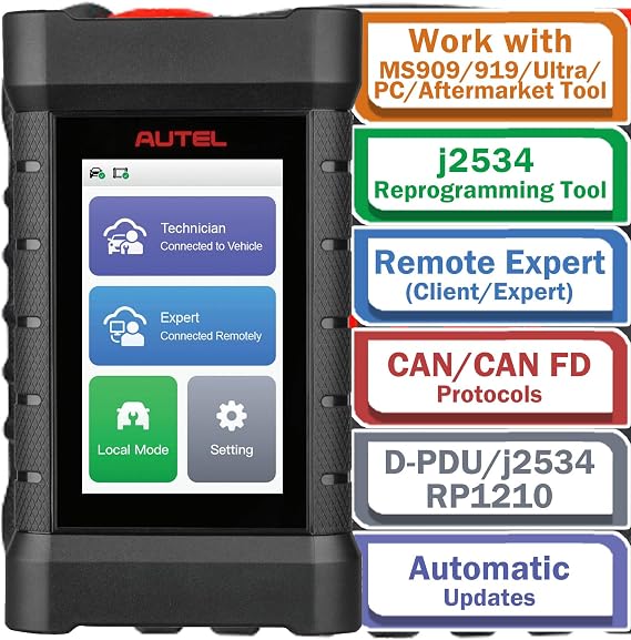 Autel VCI MaxiFlash Xlink J2534 Reprogramming Tool Expert-Driven Remote Diagnostic Tool Supports DoIP/CAN/CAN FD/D-PDU/J2534/RP1210 Work with Autel MaxiSYS Ultra MS919 MS909 PC and Mobile Phone