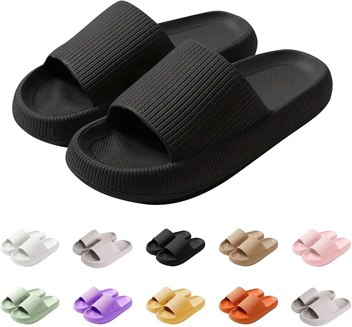 Cloud Slides Slippers for Women and Men,House Shoes Pillow Slippers Shower Shoes,Comfy and Cushioned Thick Sole,Shower Bathroom Indoor Outdoor House Slide Sandals