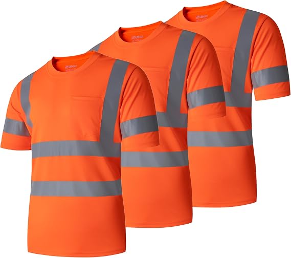 Ubon Hi Vis Work Shirts for Men, Reflective Safety Short Sleeve T Shirt