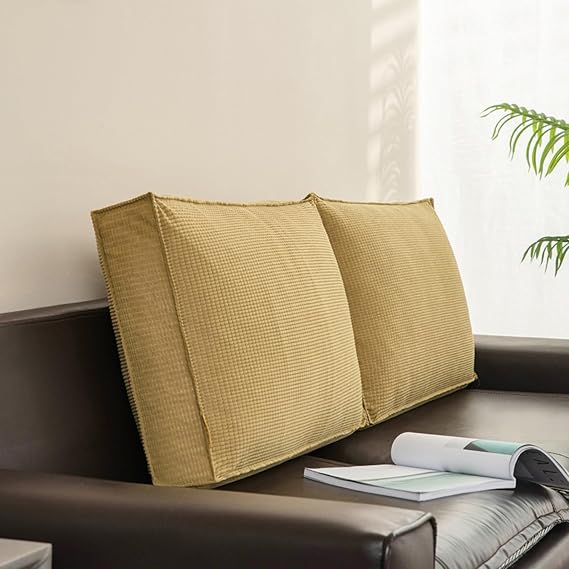 Thick Couch Back Cushions Pillows, Sofa Back Cushions Headboard with Removable Cover Sofa Waist Cushion Reading Pillow Lumbar Support Pillow (Khaki,100cm/39inch)