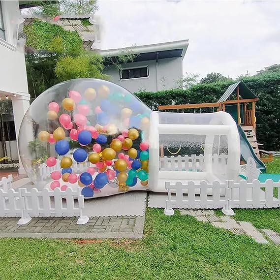 Inflatable Bubble House Tent, 360° Panoramic PVC Igloo Dome with Blower, Pump, Zip Doors & Windows, Waterproof & Windproof - 10FT with 6FT Tunnel
