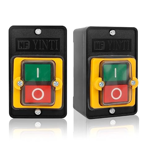 2pcs Machine Switch, Machine Pushbutton Switch, Water Proof Button Switch Machine 10A 380V Electrical Push Switch On/Off Machine, for Textile Machinery