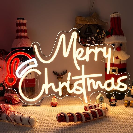 LUCUNSTAR Merry Christmas Neon Sign LED Light with Dimmable USB Switch Art Wall Decor Night Light for Bedroom Indoor Party Wedding Bar Pub Club Christmas Decor
