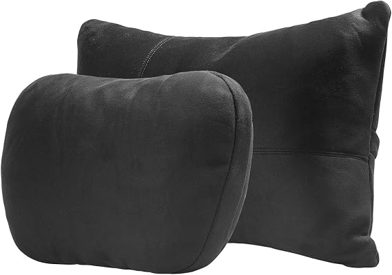 Kwak's Car Headrest Pillow & Lumbar Set, 2-Level Adjustable Neck Support