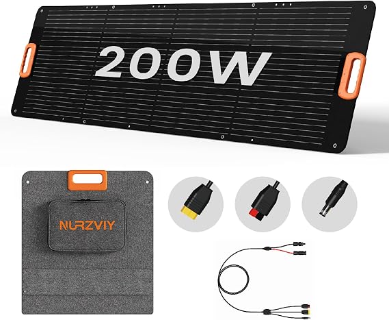 200W Portable Solar Panel for Outdoor RV Trip, Camping, Off Grid Emergency | Foldable Solar Charger for Power Station, High Efficiency, IP67 Waterproof, Adjustable Kickstands, XT60, Anderson, DC7909
